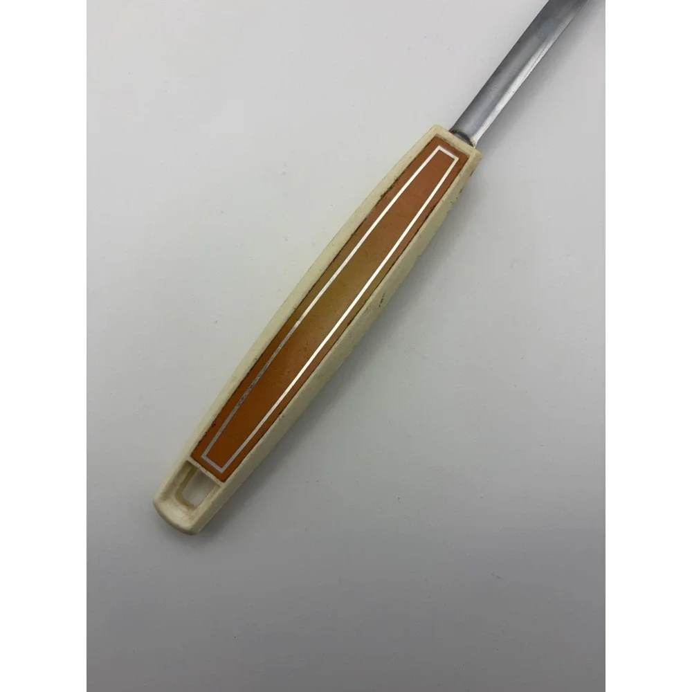 Ekco Chromium Plated Serving Fork White Plastic Handle 70's Orange Insert